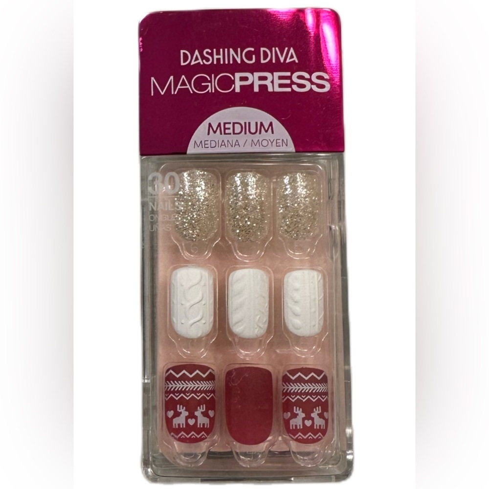 Dashing diva Christmas press on medium length